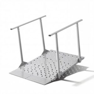 VEVOR Rampa para Silla de Ruedas con Pasamanos 1140 x 850 mm, Rampa de Umbral de Hierro Antideslizante, Capacidad de 199,6 kg para Escalones, Puertas, Bordillos, Andadores, Scooters, Uso Residencial