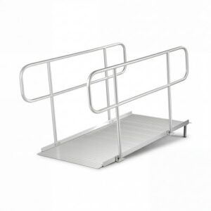 VEVOR Rampa para Silla de Ruedas con Pasamanos 1806 x 830 mm, Rampa de Umbral de Aluminio Antideslizante con Patas Ajustables, Capacidad de 454 kg para Puertas Entradas Andadores Escalones y Scooters
