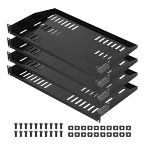 VEVOR Estante para Rack de Servidor de 1U, 4 Unidades, Capacidad de Carga Máxima de 22,68 kg, Ventilación en Voladizo, 25,4 cm de Profundidad, para Equipos de Red Informática con Gabinete de 48,26 cm