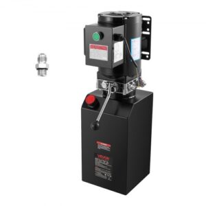 VEVOR Bomba Hidráulica de Acero de Simple Efecto 14 Cuartos, Bomba del Remolque Volquete 220-240 V, Presión Máxima de Alivio de 22 MPa, Caudal de 6,3 L/min, para Elevación de Vehículos, Apiladores