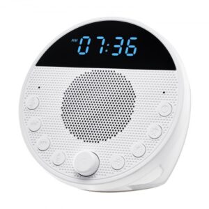 VEVOR Máquina de Ruido Blanco 6 en 1, 18 Efectos de Sonido, Luz Nocturna de 7 Colores, con Dos Alarmas, Aplicación, Temporizador de Apagado Automático y Función de Memoria, 109 x 85 x 104 mm
