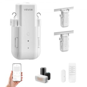VEVOR Abridor de Cortinas Automático, Robot de Cortinas Inteligente con App, Control Remoto, Concentrador, Compatible con Alexa y Google Home, Apertura/Cierre Programados, para Rieles en Forma de U/I