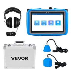 VEVOR Detector de Fugas de Agua en Tuberías, 1–10 000 Hz, Pantalla Táctil 17,78 cm, con Sensores Horizontales y Verticales, Auriculares, Tarjeta SD 8 GB y Estuche de Transporte, 220 x 150 x 50 mm
