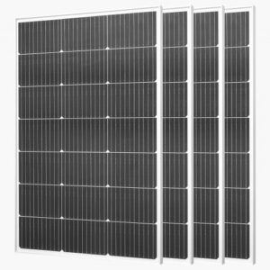 VEVOR 4 Paneles Solares Monocristalinos 100 W, Eficiencia de Conversión ?23 %, con Salida MC4 Estable y Marco de Aluminio, Impermeable IP65 para Coches, Barcos, Autocaravanas, 895 x 580 x 30 mm