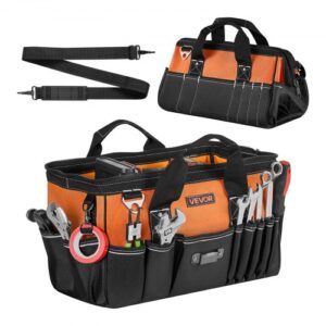 VEVOR Bolsa de Herramientas con 33 Bolsillos de 400 mm, Poliéster 1680D, Bolsa Organizadora Portátil con Correa de Hombro Ajustable, Asa, Cremallera Grande para Mecánicos Contratistas Electricistas