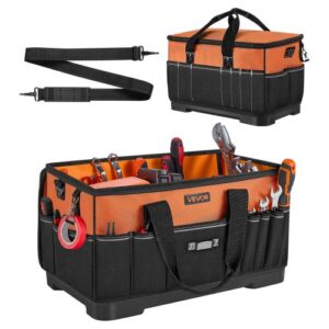 VEVOR Bolsa de Herramientas de 485 mm con 33 Bolsillos, Poliéster, Bolsa Organizadora Portátil con Asa, Cremallera Grande, Correa Ajustable Base de Plástico para Mecánicos Electricistas Contratistas