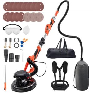 VEVOR Lijadora de Pared y Techo 1150W, Lijadora Jirafa, 5 Velocidades 800-1700 RPM, Tubo Telescópico 1,4-1,8 m, Aspiradora LED Integrados, 15 Hojas de Papel de Lija, Pulidora para Pared de Yeso Gotelé