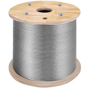 VEVOR Cable de Acero Inoxidable 4,8mm x 305m Cuerda de Alambre de Acero Inoxidable 316 Grado Marino para barandillas balaustradas, Cadenas de Luces Colgantes, Vallas de Porche, balaustres de Bricolaje