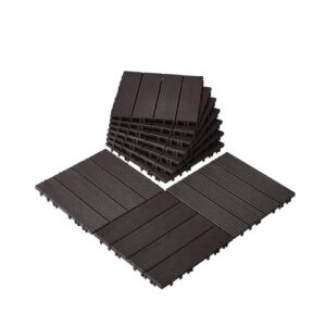 VEVOR Azulejos Entrelazados para Terraza, de Plástico, Resistentes al Agua, para Uso en Exteriores, para Todo Tipo de Climas, para Terrazas, Porches, Piscinas, Marrón Oscuro, 300 x 300 x 20 mm, 10 uds