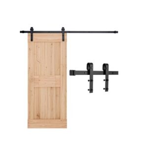 VEVOR Kit de Herrajes para Puerta Corrediza de Granero de Acero al Carbono Riel de 1,83 m para Una Sola Puerta Ancho Máximo de 91,44 cm Espesor de 34,92-44,45 mm Carga de 150 kg para Hogar, Negro
