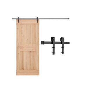 VEVOR Kit de Herrajes para Puerta Corrediza de Granero Riel de 3 m para Una Sola Puerta Ancho Máximo de 152 cm Espesor de 34,92-44,45 mm Carga de 150 kg Rodillo en Forma de J para Hogar, Negro