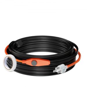 VEVOR Cable Calefactor para Tuberías 25 m 23W /m Cinta Calefactora para Tuberías de Agua con Termostato Incorporado Protege Mangueras de PVC, Tuberías de Metal y Plástico contra Congelación