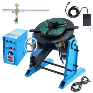 VEVOR Posicionador de soldadura rotativo 30 kg, placa giratoria de posicionamiento 0-90° 1-12 RPM 80 W, soporte de antorcha de soldadura con mandril de torno de 3 mordazas para cortar, esmerilar