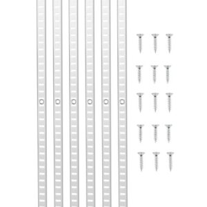 VEVOR 6 PCS Riel Horizontal para Estante de 923 x 17 x 6,5 mm de Acero al Carbono Laminado en Frío con 24 Tornillos Ideales para Estanterías de Pared, Armarios y Organización, Color Plata Brillante