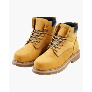 VEVOR Botas de Trabajo, Talla 11,5 EE. UU., con Punta Acero Impermeable, Antideslizante, Transpirable con Suela de Goma Ligera para Industria de Construcción, Amarillo Parduzco, 330 x 122 x 201 mm