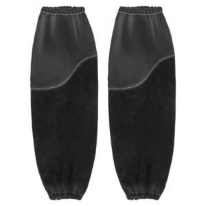 VEVOR Mangas de Trabajo para Soldadura Resistentes al Fuego Fabricadas en Piel de Vacuno Resistente y Algodón Ignífugo, con Puños Elásticos para Soldadura, Herrería y Carpintería, 533 x 95 x 1 mm