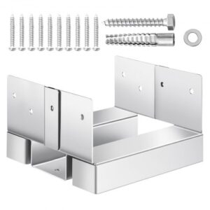 VEVOR Base para Postes, Anclaje para Postes de Hormigón, Acero al Carbono Galvanizado de Alta Resistencia con Separación de 2,54 cm, para Pérgolas de Hormigón y Patios, 144,6 x 141,5 x 80,7 mm