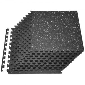 VEVOR Esterilla Puzzle 12 Piezas de 610 x 610 x 14 mm, Suelo Gimnasio de Goma EVA, Colchoneta de Ejercicios Alta Densidad con Puntos Blancos Antideslizante Antiruido Antigolpe para Casa, Equipo Pesado