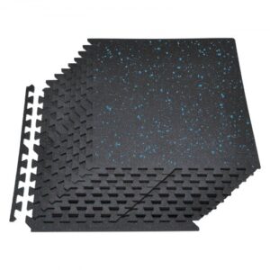 VEVOR Esterilla Puzzle 24 Piezas de 610 x 610 x 10 mm, Suelo Gimnasio de Goma EVA Alta Densidad, Colchoneta de Ejercicios con Puntos Azules Antiruido Antideslizante Antigolpe para Equipo Pesado, Casa