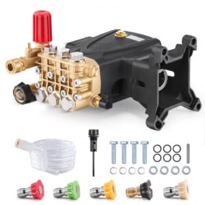 VEVOR Bomba para Hidrolavadora Émbolo Triple Horizontal con Eje de 25,4mm 4000 PSI 4,0 GPM Kit de Repuesto para Hidrolavadora con 5 Boquillas, Compatible con Simpson MorFlex 40224, 40225, 40226