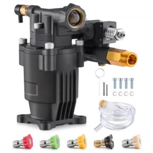 VEVOR Bomba para Hidrolavadora Eje horizontal de 19,05mm 3500 PSI 2,5 GPM Kit de Repuesto para Hidrolavadora con 5 Boquillas, Herrajes y Tubo de Sifón Compatible con Simpson, Honda, Troy-Bilt, Generac
