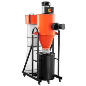 VEVOR Extractor de Polvo, Separador Ciclónico Inteligente de 1,5 HP con Bolsa de 47,32 L y Soporte, Sistema de Recolección de Polvo para Carpintería, Capacidad de Succión de Aire 1296,337 m³/h