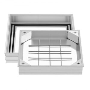VEVOR Tapa de Alcantarilla Empotrada con Marco de Aleación de Aluminio, Tapa de Cisterna Cuadrada 30 x 30 cm, Cubierta de Inspección de Canal de Drenaje Integrada para Pavimentos, Jardines, Patios