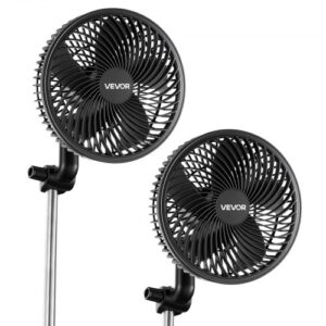VEVOR Ventilador con Clip de Cultivo Paquete de 2, Type-C, Doble Motor, 10 Velocidades 9 Fijas y 1 Modo Circulación, Cable 1,5 m, Ventilador con Clip Oscilante 125 CFM para Plantas Invernadero Interior