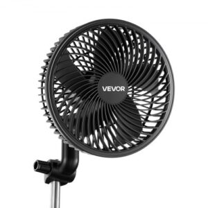 VEVOR Ventilador con Clip de Cultivo, Type-C, Doble Motor, 10 Velocidades 9 Fijas y 1 Modo Circulación, Cable 1,5 m, Ventilador con Clip Oscilante 45° 90° 125 CFM para Plantas Invernadero Interior