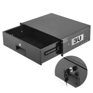 VEVOR Cajón para Montaje en Rack de 3U, Carga de 22,68 kg, Cajón Deslizante con Cerradura y Orificios para Gestión de Cables, para Rack o Gabinete de AV para Servidores de Equipos de Red de 48,26 cm