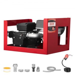 VEVOR Bomba de Transferencia de Combustible, 60 L/min, con Medidor, Boquilla de Combustible Automática y 2 Mangueras, Elevación de 13,7 m, para Diésel, Queroseno y Biodiésel para Vehículos