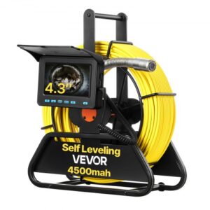 VEVOR Cámara de Inspección de Tuberías Cable de 50 m, Cámara Endoscópica con Autonivelante, Pantalla HD 1080P, Resistente al Agua IP68, con 12 LED y Tarjeta de 16 GB para Alcantarillado Fontanería