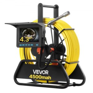 VEVOR Cámara de Inspección de Tuberías Cable de 20 m, Cámara Endoscópica con Pantalla a Color, Resistente al Agua IP68, con 6 LED, Tarjeta de 16 GB, Batería de 4500 mAh, para Alcantarillado Fontanería