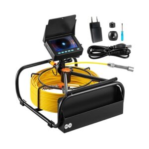 VEVOR Cámara de Alcantarillado, 30 m, Cámara de Inspección de Drenaje con Luces 6 LED Ajustables, Tarjeta de 16 GB, Zoom 3X y Batería Recargable de Alta Capacidad de 8500 mAh, 335 x 283 x 130 mm