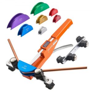 VEVOR Kit de Dobladora de Tubos de 6 a 22 mm, Herramienta Manual Compacta de Trinquete para Doblar Tubos, con Matrices de Aleación de Aluminio de 7 Colores, para Cobre, HVAC, Aire Acondicionado