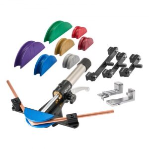 VEVOR Kit de Dobladora de Tubos Hidráulica 6 a 22 mm, Avance/Retroceso, con Matrices de Aleación de Aluminio de 7 Colores, para HVAC, Aire Acondicionado, Refrigeración y Reparación de Automóviles