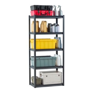 VEVOR Estantes de Almacenamiento de 5 Niveles de 457,2 x 812,8 x 1828,8 mm Capacidad de Carga Total de 907 kg, Estantes de Metal Ajustables para Garaje, Cocina, Almacén, Sótano, Trastero, Negro