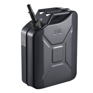VEVOR Bidón de Gasolina de 20 L, Tanque de Combustible de Metal y PP con Pico y Asa, Caudal Máximo de 6 L/min, a Prueba de Fugas, para la Mayoría de Autos, Motocicletas, ATV, UTV, Negro, 1 Pieza