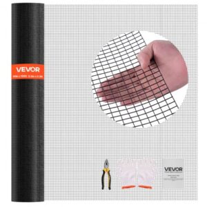 VEVOR Valla de Jardín de 152 cm x 30,48 m, Tamaño de Malla 1,27 x 1,27 cm, Alambre Galvanizado de 1,06 mm, Recubierta de PVC Duradero, para Plantas de Jardín para Conejos y Aves de Corral, Negro