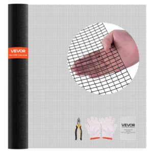 VEVOR Valla de Jardín 183 cm x 30,48 m, Tamaño de Malla 1,27 x 1,27 cm, Alambre Galvanizado de 1,06 mm de Diámetro, Recubierta de Vinilo, para Plantas de Jardín, Conejos y Aves de Corral, Negro