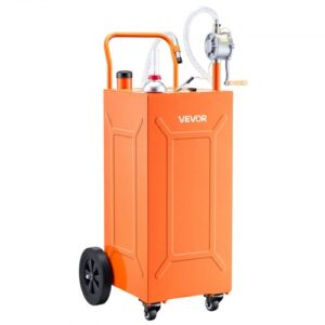 VEVOR Carro de Combustible de 132,5 L con Depósito de Gasolina y Diésel, Tanque de Combustible con Bomba Manual de Trasvase Bidireccional, 4 Ruedas, Acero al Carbono, para Granja, Garaje y Exterior