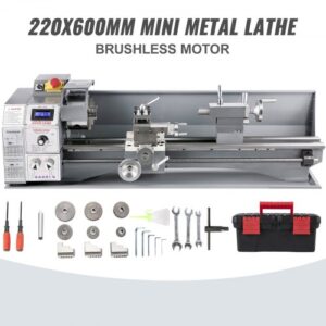VEVOR Torno para Metal 750 W 22x60 cm para Taladrado de Torneado en Contracara