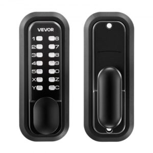 VEVOR Cerradura de Código Mecánica con Teclado, 4 a 7 Dígitos sin Llaves, Aleación de Zinc, con Manija, 4 Husillos, Pomo y Bloqueo Automático para Puertas 35 a 65 mm, Garaje Exterior Jardín Entrada
