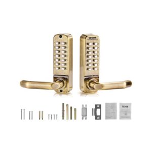 VEVOR Cerradura de Combinación Mecánica con Teclado de Doble Cara 14 Teclas, Cerradura de Puerta sin Llave con Manija, Bloqueo de Código para Puertas de 35 a 65 mm de Grosor para Oficina, Patio