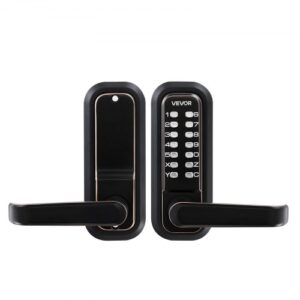 VEVOR Cerradura de Código Mecánica con Teclado, 4 a 7 Dígitos sin Llaves, Aleación de Zinc, Diseño con Manija, 4 Husillos, Bloqueo Automático para Puertas 35 a 65 mm, Jardín Exterior Garaje Entrada