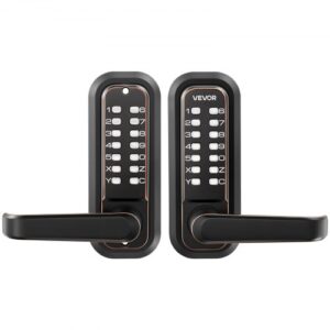VEVOR Cerradura de Código Mecánica de Doble Cara con Teclado, 4 a 7 Dígitos sin Llaves, Aleación de Zinc, con Manija Husillos Bloqueo Automático para Puertas 35 a 65 mm, Entrada Garaje Exterior Jardín