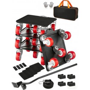VEVOR 4 PCS Plataforma Rodante para Muebles 175 x 160 x 70 mm Carga de 1575 kg, Transportador de Muebles Resistente con 5 Ruedas Giratorias de 360° y Panel de Acero al Carbono para Mover Muebles