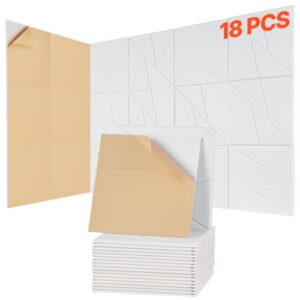 VEVOR Paneles Acústicos Autoadhesivos, 18 uds, 30 x 30 x 1 cm, Espuma Insonorizada, Fibra de Poliéster, Alta Densidad, para el Hogar, Estudio, Oficina, Teatro, Blanco, Cuadrícula de Diamantes