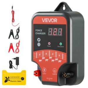 VEVOR Cargador para Cercas Eléctricas de 3 J con Indicador LED, Alcance de 3 km, Potente Cargador Enchufable para Cercas, Previene la Intrusión de Animales Salvajes en Ganado y Aves de Corral