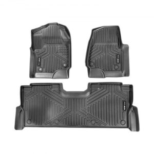 VEVOR Alfombrillas para Automóvil, Aptas para Ford F-250/F-350/F-450 2017-2022, 3 Piezas de Revestimientos para la Primera y Segunda Fila, TPE, Todo Tipo de Clima, Fácil de Limpiar, Color Negro